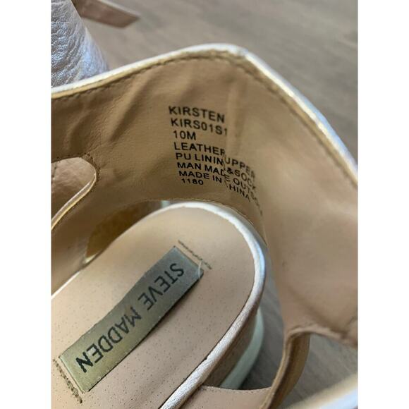 Steve Madden Gold Cork Platform Strap Sandal Sz 10 - Picture 5 of 6
